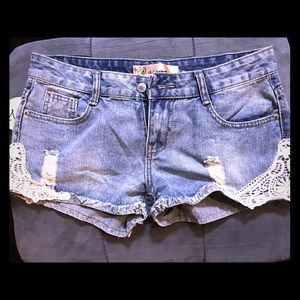 Brand New size L jean shorts with lace